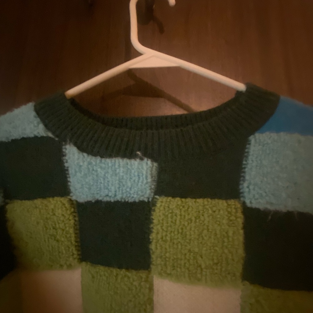 REPOSH &Merci Green and Blue Checkered Sweater in Size Medium - Picture 13 of 14